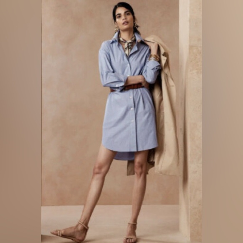BANANA REPUBLIC Blue Poplin Shirtdress